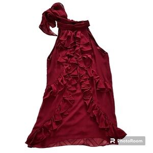 NWT Romeo & Juliet Couture Red Ruffled Halter A-line Flowy Dress, Size Small